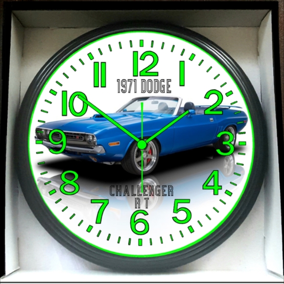 1971 Dodge Charger Convertible Glow In The Dark Wall Clock New!